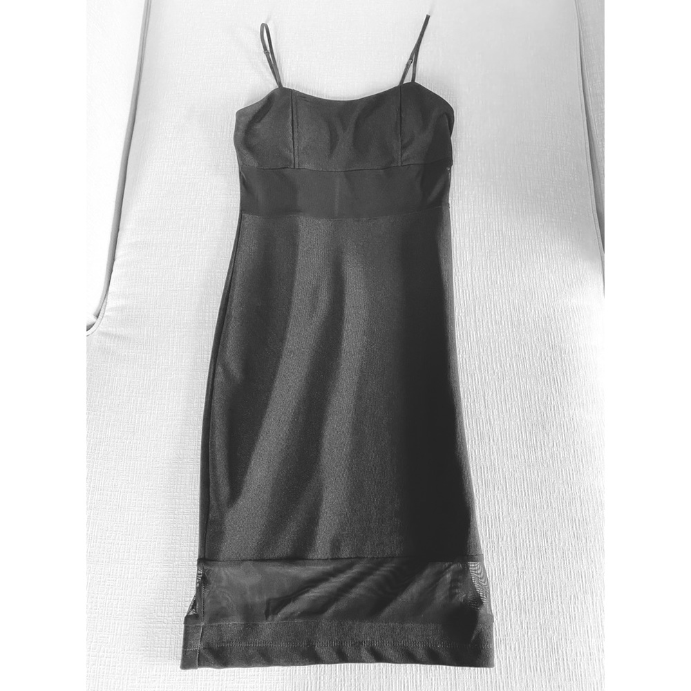 Emerald Sundae Mesh Insert Black Midi Dress - Sz S